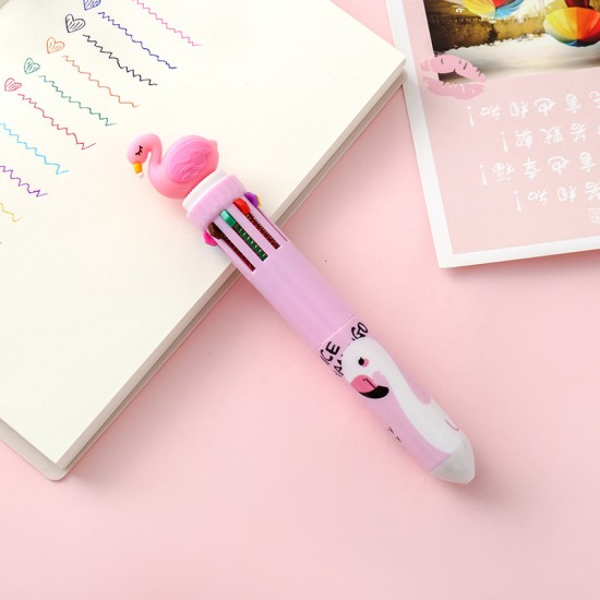 Q版紅鶴10色圓珠筆 可愛卡通文具 按壓式子彈頭原子筆