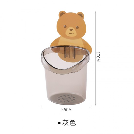 小熊無痕壁掛式收納桶 創意浴室必備無痕收納架 牙刷牙膏收納盒 置物架