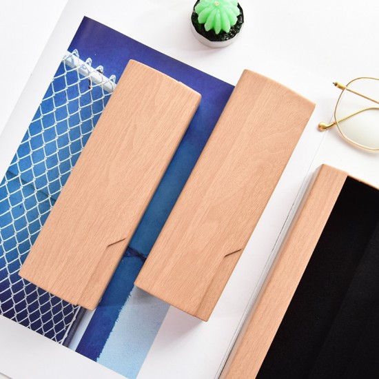 小清新復古木質眼鏡盒 文藝眼鏡收納盒 簡約眼鏡盒