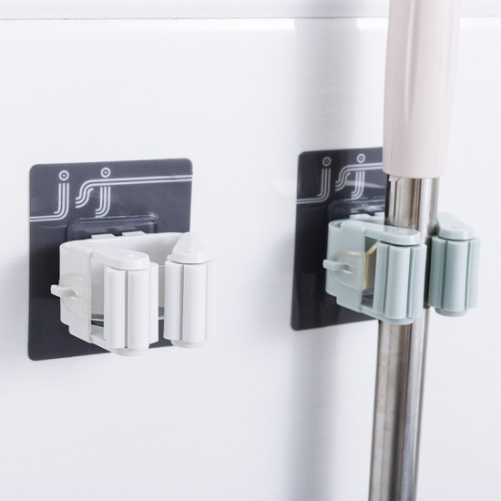 無痕壁掛式拖把掛夾 浴室收納必備掃具掛勾 拖把掃把掛架