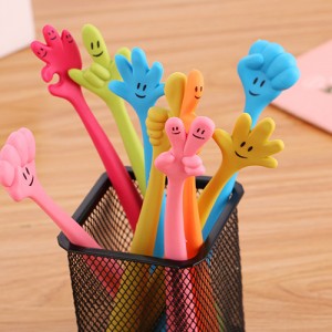 可愛手掌造型原子筆 創意可彎曲手指圓珠筆 站立桌面原子筆