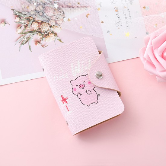 粉色小豬大容量卡包 20位防消磁卡包 卡片收納包
