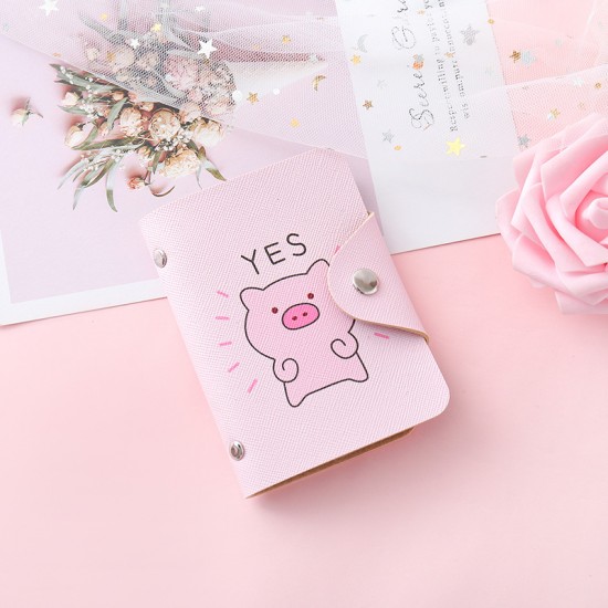 粉色小豬大容量卡包 20位防消磁卡包 卡片收納包