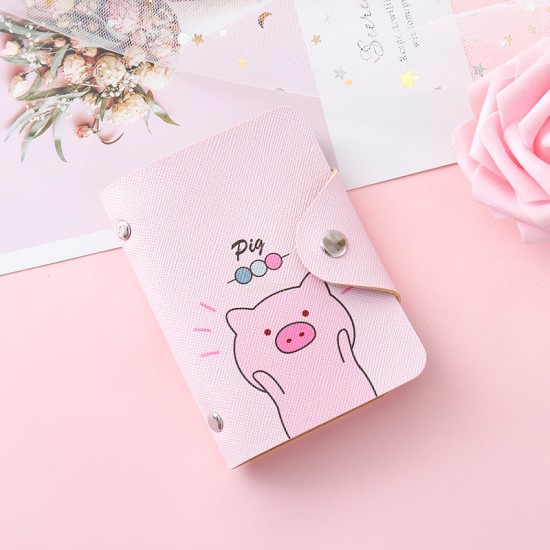 粉色小豬大容量卡包 20位防消磁卡包 卡片收納包
