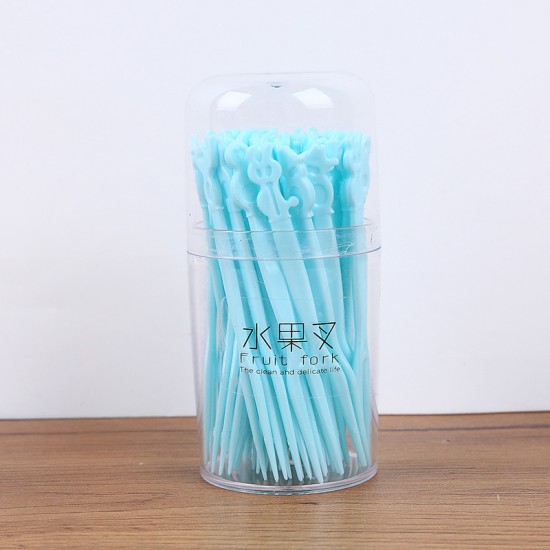 可愛造型塑膠水果叉 創意請客派對水果叉 雙齒點心小叉子