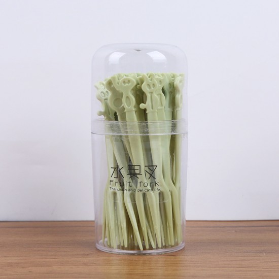 可愛造型塑膠水果叉 創意請客派對水果叉 雙齒點心小叉子