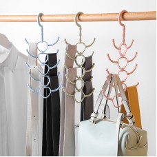 可旋轉多爪領帶絲巾衣架 創意10爪圍巾衣帽架 塑膠掛勾 鞋架