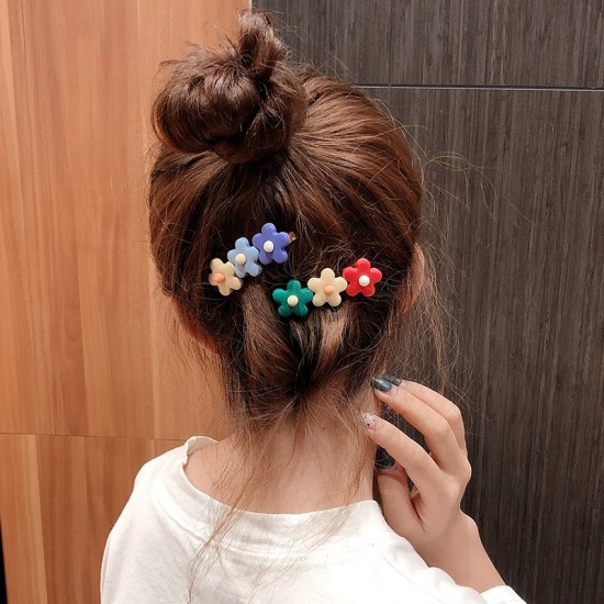 撞色3朵小花造型髮夾 時尚可愛甜美花朵小髮夾 瀏海夾