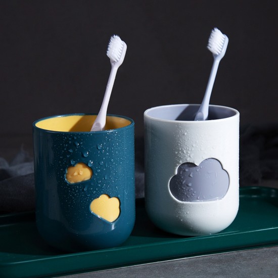 雙色雲朵造型漱口杯 創意家用情侶牙刷杯 居家必備洗漱杯 杯子