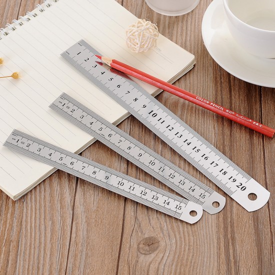 不鏽鋼直尺 辦公文具必備鐵尺 金屬15cm20cm30cm直尺