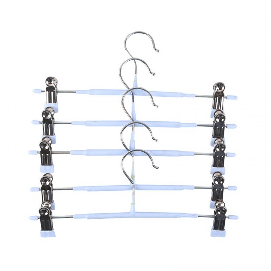 家用不鏽鋼防滑裙架 多功能衣櫃伸縮褲夾 創意防滑裙褲夾 防滑衣架 5個裝