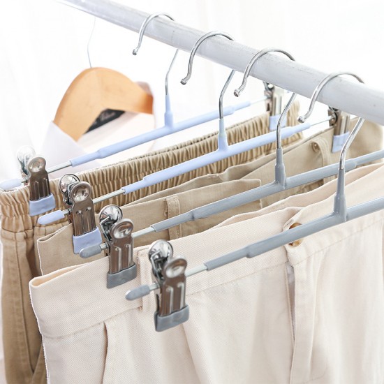 家用不鏽鋼防滑裙架 多功能衣櫃伸縮褲夾 創意防滑裙褲夾 防滑衣架 5個裝
