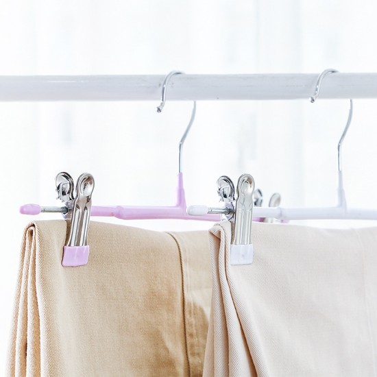 家用不鏽鋼防滑裙架 多功能衣櫃伸縮褲夾 創意防滑裙褲夾 防滑衣架 5個裝