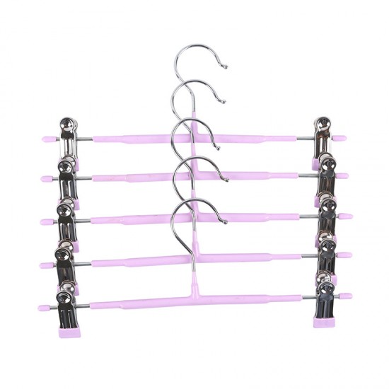 家用不鏽鋼防滑裙架 多功能衣櫃伸縮褲夾 創意防滑裙褲夾 防滑衣架 5個裝
