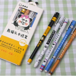 創意熊貓表情中性筆 創意文字黑色原子筆 熊貓頭中性筆 5支裝 創意熊貓表情中性筆 創意文字黑色原子筆 熊貓頭中性筆 5支裝
