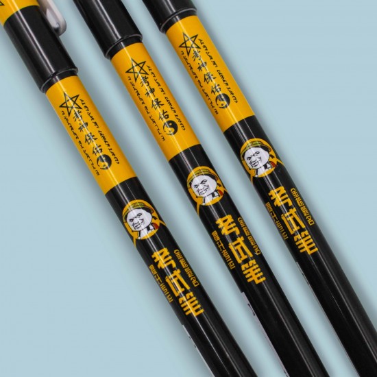 創意熊貓表情中性筆 創意文字黑色原子筆 熊貓頭中性筆 5支裝