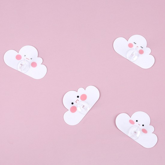 表情雲朵造型掛勾 可愛造型強力黏貼掛鉤 門後表情掛鈎 4個裝