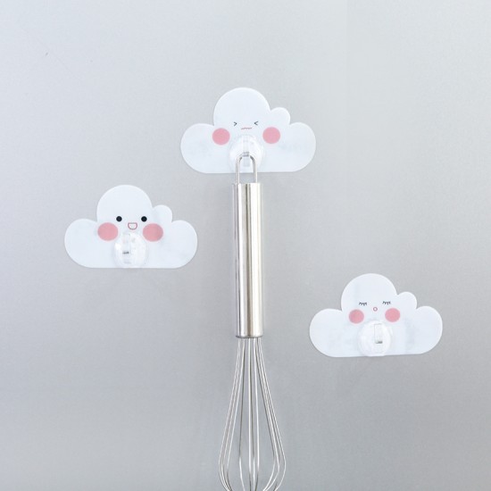 表情雲朵造型掛勾 可愛造型強力黏貼掛鉤 門後表情掛鈎 4個裝