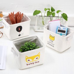 小清新桌面帆布收納籃 布藝手提雜物籃 創意桌面整理籃