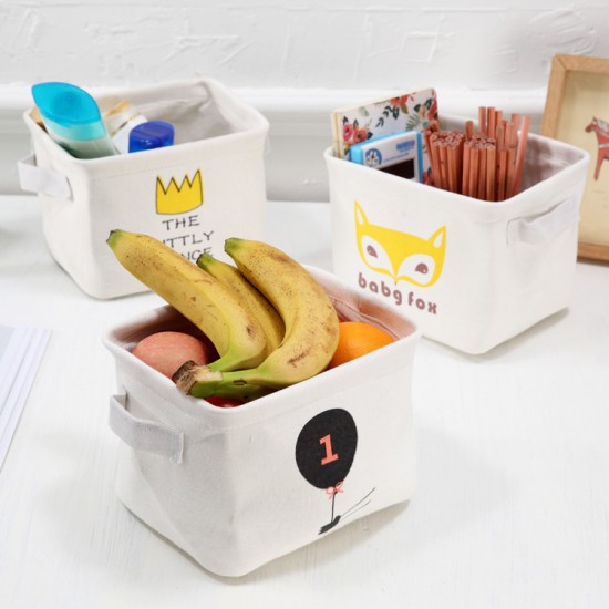 小清新桌面帆布收納籃 布藝手提雜物籃 創意桌面整理籃