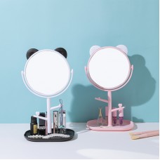 可愛造型化妝鏡首飾盒 創意旋轉托盤立式梳妝鏡 化妝必備小鏡子
