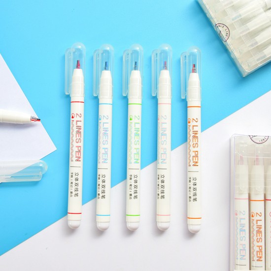雙線重點標記螢光筆 創意雙色重點記號筆 畫重點必備雙色筆