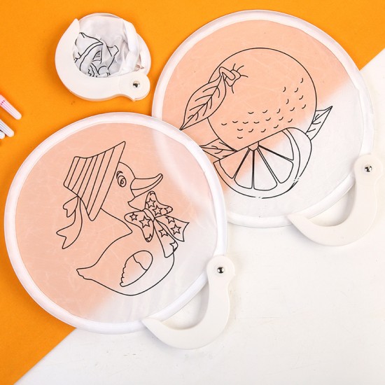 DIY手繪空白摺疊扇 創意美術材料 塗鴉扇子 夏日必備折疊扇