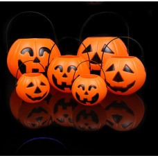 萬聖節手提南瓜桶小號 派對布置必備南瓜桶 手提南瓜造型糖果收納桶 置物籃