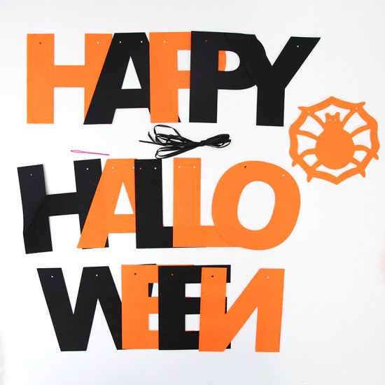 萬聖節無紡布拉旗 派對裝飾必備字母拉旗 彩色DIY布置拉旗 