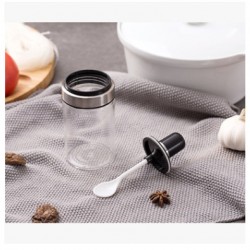 湯匙玻璃調味罐 廚房必備透明調味瓶 創意透明玻璃調味收納罐