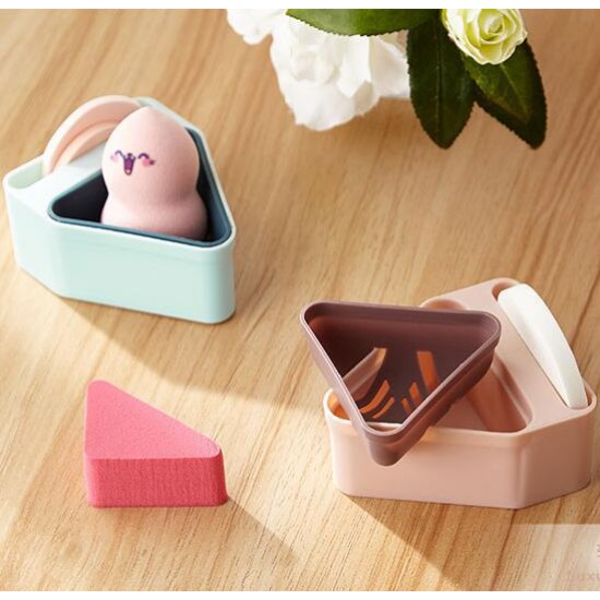 美妝蛋粉撲收納盒 透氣粉撲彩妝蛋收納架 旅行必備粉撲收納盒