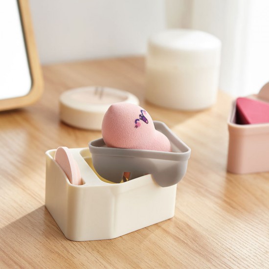 美妝蛋粉撲收納盒 透氣粉撲彩妝蛋收納架 旅行必備粉撲收納盒