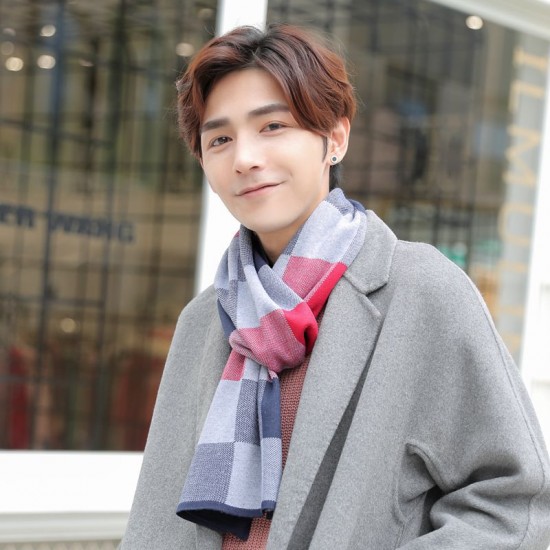 時尚格子圍巾 冬季保暖彩色方格圍巾 仿羊絨保暖圍巾