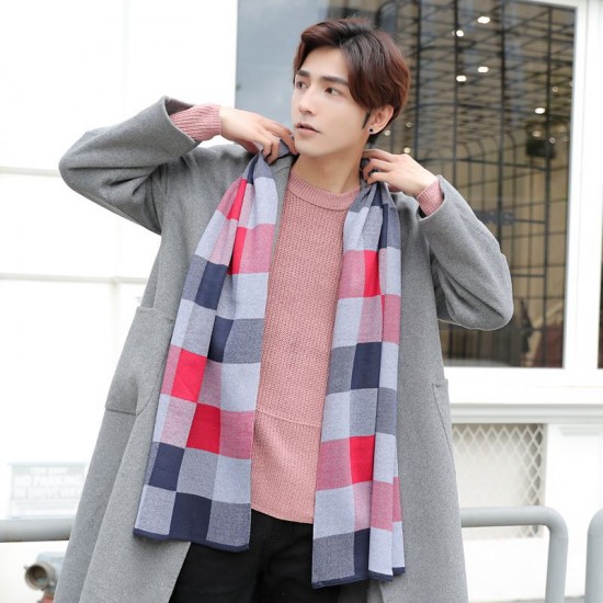 時尚格子圍巾 冬季保暖彩色方格圍巾 仿羊絨保暖圍巾