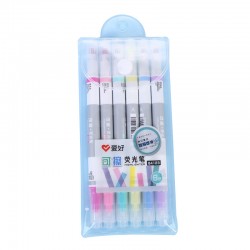 可擦式雙頭螢光筆組 標記重點必備多色螢光筆 6色螢光記號筆 6支入