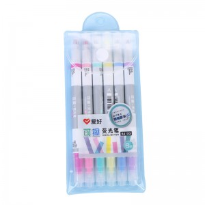 可擦式雙頭螢光筆組 標記重點必備多色螢光筆 6色螢光記號筆 6支入