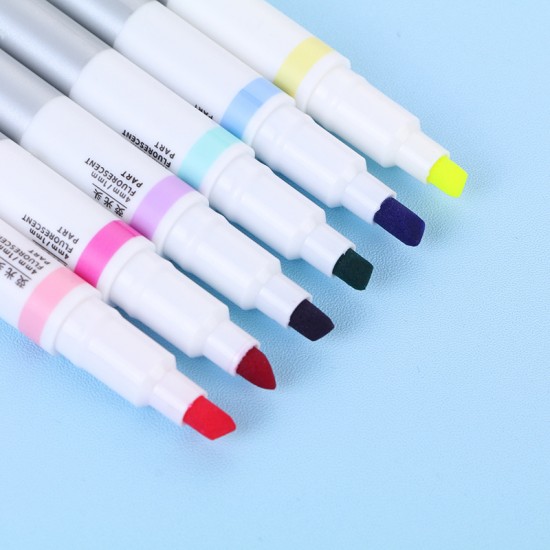 可擦式雙頭螢光筆組 標記重點必備多色螢光筆 6色螢光記號筆 6支入