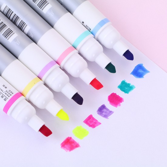 雙頭可擦式粗筆桿螢光筆 重點記號筆 多色雙頭螢光記號筆