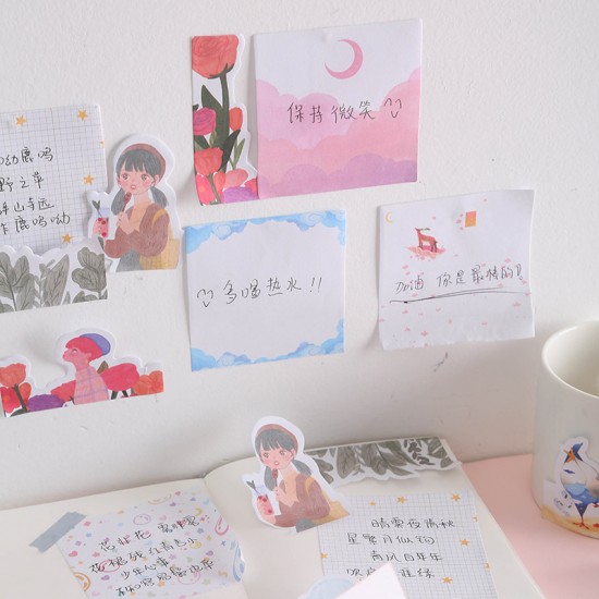 原創分層組合式便利貼 創意可愛造型N次貼 花朵少年系列便利貼