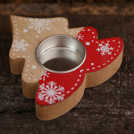 聖誕木質裝飾蠟燭台 星星愛心聖誕樹造型燭臺 聖誕氣氛裝飾