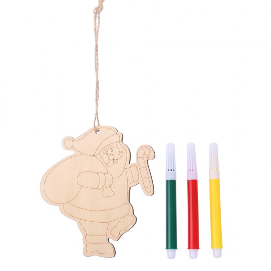 木質DIY聖誕著色板吊飾 創意聖誕節吊飾塗鴉 彩色聖誕節裝飾 2入裝