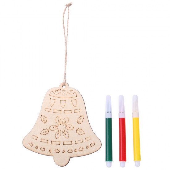 木質DIY聖誕著色板吊飾 創意聖誕節吊飾塗鴉 彩色聖誕節裝飾 2入裝