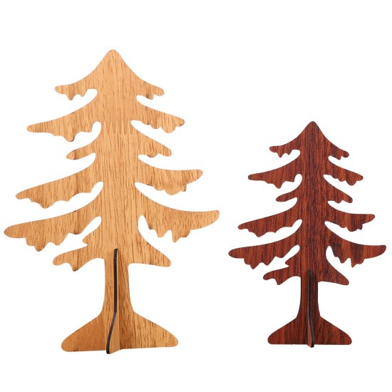 DIY木質聖誕樹桌面裝飾 創意大號小號聖誕樹 十字底木質聖誕樹