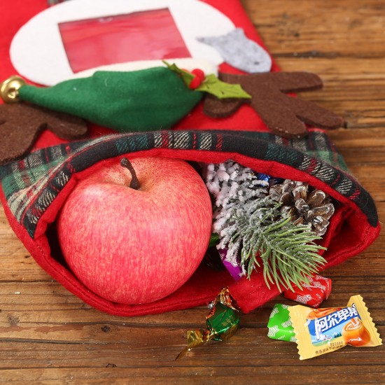 透明相框格子聖誕襪 聖誕節裝飾必備聖誕襪 糖果袋 禮物袋