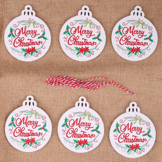 聖誕樹木質印花吊飾 聖誕節裝飾必備 聖誕老人雪人印花圖案小吊飾 6入裝
