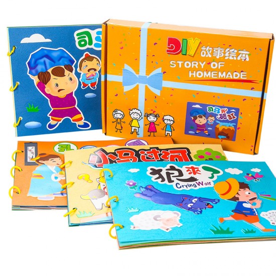 DIY不織布故事書 手做繪本 黏貼故事書 親子必備故事書