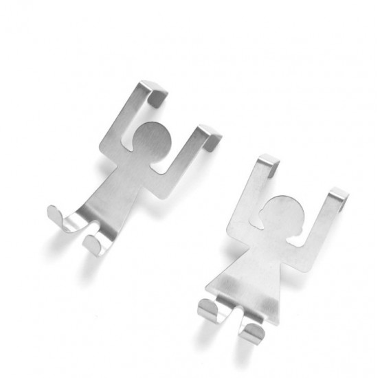 人物造型門後掛勾 抹布包包收納架 創意造型櫥櫃掛鈎 置物架 掛架 門後鉤 1對裝 