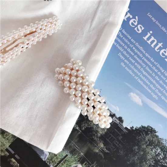 簡約珍珠造型髮夾 時尚珍珠BB夾 造型髮夾 珍珠瀏海夾 夾子 一字夾