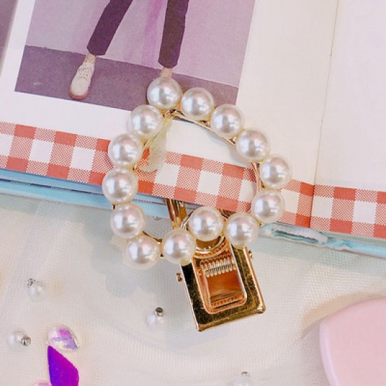 簡約珍珠造型髮夾 時尚珍珠BB夾 造型髮夾 珍珠瀏海夾 夾子 一字夾