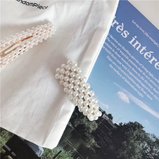 簡約珍珠造型髮夾 時尚珍珠BB夾 造型髮夾 珍珠瀏海夾 夾子 一字夾